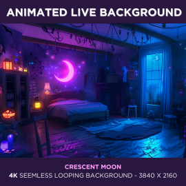 Crescent Moon Animated Witchcraft Stream Background