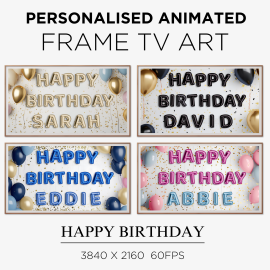 Personalised Name Happy Birthday Animated Frame TV Art